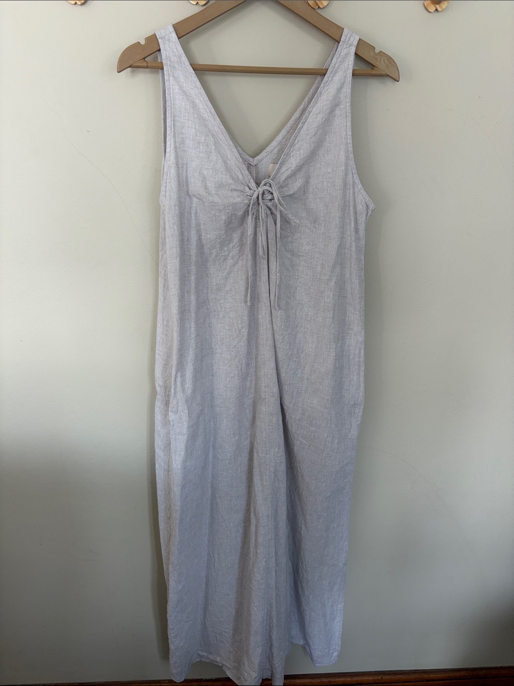 LOFT Light Gray Sleeveless Maxi Dress with Front Tie